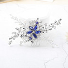 Wedding Hair Comb Blue Rhinestone Bridal Hair Accessories For Bride And Bridesma
