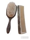 Vintage Vanity Silver Plated Hair Brush And Comb Dresser Set Ornate Dress Up