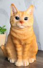 Realistic Adorable Fat Feline Orange Tabby Cat Kitten Sitting Figurine 7 5 h