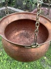 Vintage Hand Hammered Copper Cooking Pot  Patina Hanging Planter