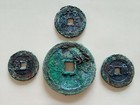 4pcs Ancient Chinese Statues China Old Dynasty Green Rust Bronze Statues