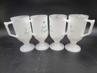 Federal White Milk Glass Footed Irish Coffee Cups Gold Trim Shamrocks Set Of 4