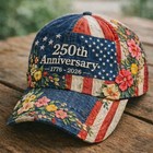 America s 250th Anniversary Rose 3d Printed Baseball Cap For Daily Travel And In