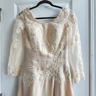 Benzde Champagne Lace Chiffon 3 4 Sleeve Mother Of The Bride Formal Gown Dress