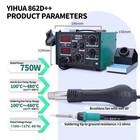 Yihua 862d   750w Soldering Iron Station Double Digital Hot Air Rework Station