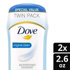 Dove Original Clean Antiperspirant Deodorant  2 6 Oz  Twin Pack