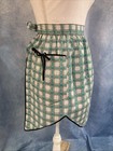 Vintage 1960s Mod Retro Asymmetrical Half Apron Black Teal White Pockets Ribbons