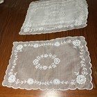 Vintage Jusi Cloth Floral Embroidery Silk Set 4 Placemats Sheer White 17    X 11   