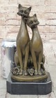 Nice Cat Kitty Feline Lover Memorial Art Gift Bookend Bronze Marble Statue Decor