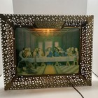 Vintage Mid-century Light Up Framed Last Supper Picture  Metal Frame
