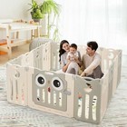 14-panel Baby Playpen Kids Activity Center Foldable Play Yard With Lock Door-bei