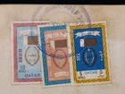 Qatar Early Vintage 3 Tax Fiscal Revenue Stamps On Used Passport Visas Page 1972