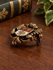 Coat Of Arms Pin Badge - Family Crest Shield  Gold Red White  Crown  3 Lions
