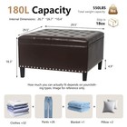 Faux Leather Storage Ottoman Bench  Square Coffee Table Footstool Footrest Wi   