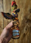 Vintage Wood Hand Carved Indian Totem Pole White Eagle Native American 10 1 2   