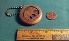 Carved Engraved Solid Wood Wooden Elephant Medallion Pendant Keychain Fob Disc
