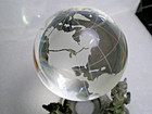 Vintage Crystal Clear Glass Globe 3   With Pewter Fairy Girls Stand nice