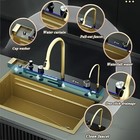 Gold Flying Rain Waterfall Household Sink Integrated W Pull-out Tap Set 29 5inch