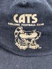 Vintage 90s Geelong Cats Afl Corduroy Hat Cap Lid Snapback Old Mascot Logo 