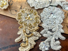 Applique Flower Embroidered Hand Sewn Beads 1 5x2 3 4  Sequins 1pc