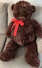 Very Large Gund Brown Bear With Red Bow