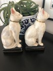 Vintage White Cat Bookends Mcm Modern Art Deco Read
