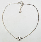 Sterling Silver N 925 Cz Anklet Open Heart Cz Ankle Bracelet