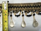  sold By The Yard  3 3 4    Tear Drop Beaded Trim Fringe Gimp Top  Black And Gold