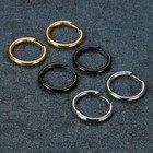 3 Pairs Stainless Steel Tube Hoop Huggie Earrings Stud Ear Mens Womens Jewelry
