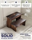 Wooden Two Step Stool For Adults  Heavy Duty Acacia Wood Bed Step