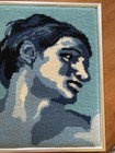 Mcm Framed Needlepoint Blues Greek God Head David  12 5x15 5 Silver Gram Euc