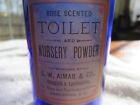 Antique Open Pontil Labeled Blue Medicine Bottle