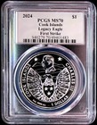 World Coin 2024 Cook Islands  1 999 Silver Legacy Eagle Pcgs Ms 70 First Strike