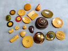 Lot Of 22 Vintage Antique Bakelite Buttons Various Shapes Tested