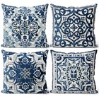 Vintage Blue And White Throw Pillow Covers 18x18 Set Of 4  Blue And White Set 4
