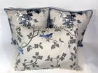 New  Designer Pillows  Blue  Ivory  Taupe   White  Embroidery  Beads   Tassels