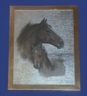 Vtg  Ruane Manning   s Mare   Foal Copper Framed Dufex Foil Print 10   x8    Horse