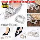 2 Pcs Square Rhinestones Pearls Shoe Clips Removable Rhinestones Shoe Buckles Sh
