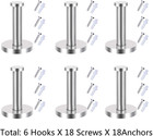 6 Pieces Stainless Steel Bath Towel Hooks Brushed Nickel Single Super Heavy Duty