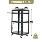 42  Adjustable Height Metal Av Cart Media Keyboard Power Strip Usb Ports Office