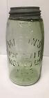 Apple Green Mason   s Patent 1858 Hero Cross Ground Lip Whittled Quart Fruit Jar