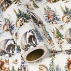 Wrapaholic Kraft Christmas Wrapping 17 Inch X 33 Feet  White - Wild Animals 
