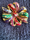Nib Joan Rivers  jeweled Kaleidoscope  Ribbon Bow Brooch 