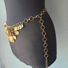 Vintage Gold Tone Adjustable Metal Chain Belly Dance Hip Dangles Belt  