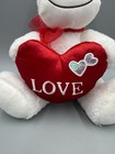 White Teddy Bear Holding Red Heart Pillow    love    Plush 9    Stuffed Animal