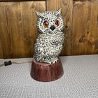 Vintage 1987 Owl Night Light Handmade   Painted Glazed Ceramic Light Up Lamp