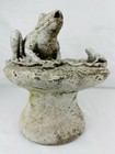 Vtg 31lb Concrete Pond Spitter Fountain Accessory Mom   Baby Frogs Lilly Pad 12   