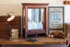 Vtg Antique Slide Up Country Store Oak Display Case Showcase Counter Top 1910s