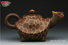 7  China Antique Purple Sand Boutique Colorful Turtle Dragon Purple Clay Teapot