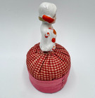 Vintage German Girl With Orange Porcelain Pin Cushion Half Doll  W  Skirt